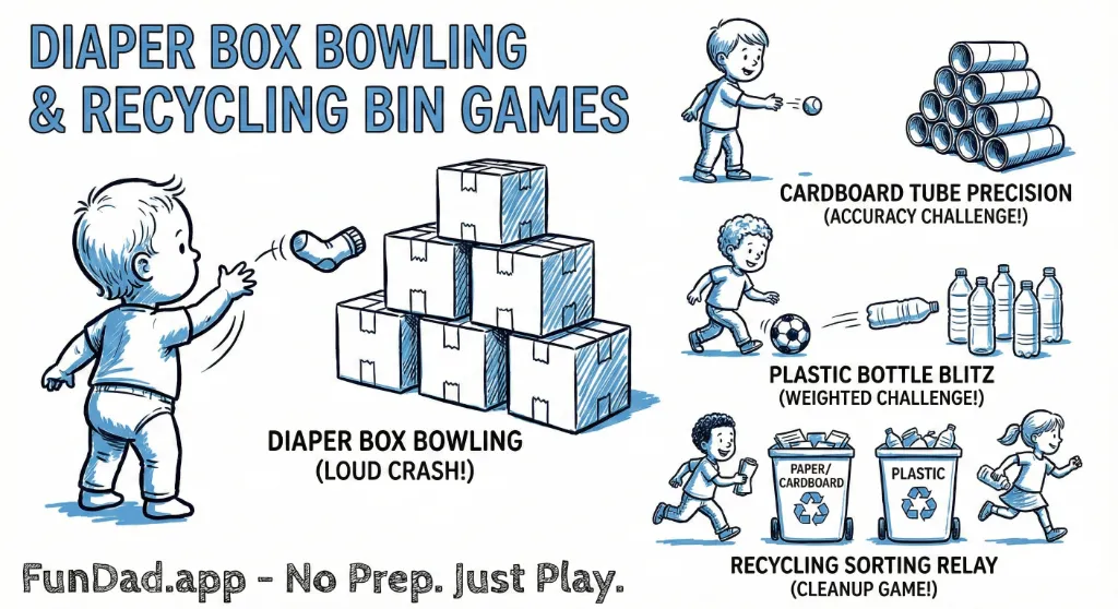 Diaper Box Bowling and Other Recycling Bin Games — FunDad activity guide