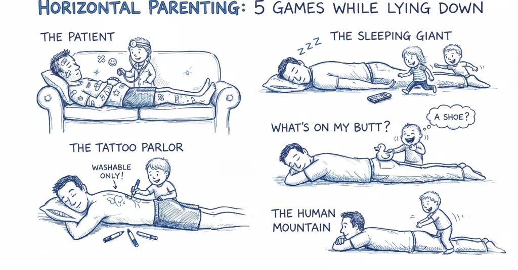 Horizontal Parenting: 5 Games You Can Play While Lying on the Floor — FunDad activity guide