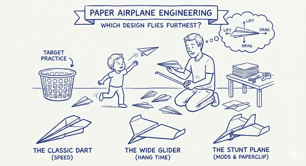 Paper Airplane Engineering: Which Design Flies Furthest? — FunDad activity guide
