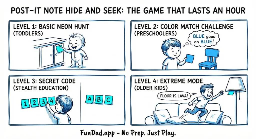 Post-It Note Hide and Seek: The Game That Lasts an Hour — FunDad activity guide